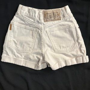 Vintage 80's LIMITED JEANS Girl's Size 6 White Jean Shorts - Embellished Logoed!